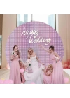 Ekstra Metalize Rose Gold Renk Disko Dikdörtgen Kesim Kapı Perdesi Dekorasyon 1x2 Metre