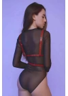 Elbise Üzeri Şık Göğüs Harness, Vegan Deri Kadın Harness - Kadın Deri İç Giyim - Brf580