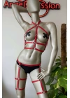 Fantazi Deri Jartiyer Ve Göğüs Harness Takım - Brf272