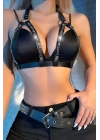 Fantazi Göğüs Üzeri Zincirli Deri Harness - Brf1168