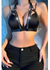 Fantazi Göğüs Üzeri Zincirli Deri Harness - Brf1168