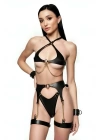Fantezi Deri Harness Takım, Şık Deri Jartiyer Harness Takımı - Brf1219
