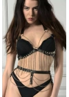 Fantezi İç Giyim, Zincirli Deri Harness Takım - Brf847