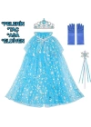 Frozen Elsa Pelerin Taç Asa Ve Eldiven Seti 80 Cm