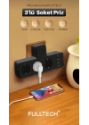 Ftr-12 Termal Akım Korumalı Isıya Dayanıklı 3’lü Priz 3x Usb 1x Type-c