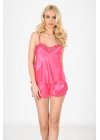 Fuşya Saten Babydoll Şortlu Takım - 279