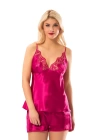 Fuşya Saten Babydoll Şortlu Takım - 297