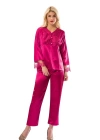 Fuşya Saten Pijama Takımı - 1595