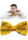 Gece Işıltısı Altın Payetli Pullu Papyon 7x2 Cm