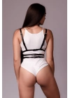 Göğsü Açık Siyah Deri Fantazi Harness Büstiyer 1090