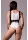 Göğsü Açık Siyah Deri Fantazi Harness Büstiyer Sütyen 1098