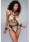 Göğsü Ve Ağı Açık Kelepçeli Fantazi Külot Harness Takım - Brf1067