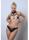 Göğsü Ve Ağı Açık Kelepçeli Fantazi Külot Harness Takım - Brf1067