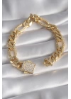 Gold Renk Zirkon Taşlı Zincir VIP Exclusive Seri Gurmet Model Kadın - TJ-BB5917