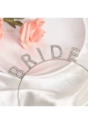 Gümüş Renk Bekarlığa Veda Kristal Taş Bride Tacı İthal 16x10 Cm
