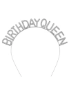 Gümüş Renk Kristal Taşlı Parlak Birthday Queen Yazılı Kraliçe Taç 16x17 Cm