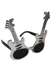 Gümüş Renk Rockn Roll Gitar Şekilli Parti Gözlüğü 15x15 Cm