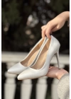 Hillar Gümüş Saten Stiletto Ayakkabı