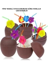Hindistan Cevizi Hawaii Luau Aloha Pipetli İçecek Kabı Bardak 10x13 Cm 1 Adet