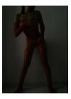 Kadın Özel Bölgesi Açık Kırmızı Fantezi Taşlı Vücut Çorabı