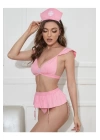 Kadın Pembe Seksi Hemşire Kostümü Fantezi Erotik Hemşire Jartiyer Kostüm +çorap Hediyeli