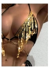 Kadın Seksi Gold Zincir Detaylı Fantezi İç Çamaşır Takımı Erotik İç Çamaşır Takım