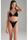 Kadın Siyah V Kesim Yüksek Bel Slip 7154