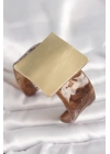 Kahverengi Mermer Desen Akrilik Plastik Gold Kare Plaka Model Vintage Kadın Bilezik - TJ-BB6682