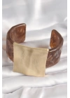 Kahverengi Mermer Desen Akrilik Plastik Gold Kare Plaka Model Vintage Kadın Bilezik - TJ-BB6682