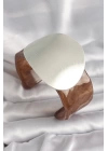 Kahverengi Mermer Desen Akrilik Plastik Gümüş Plaka Model Vintage Kadın Bilezik - TJ-BB6670
