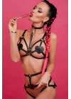 Kalp Detaylı Seksi Deri Harness Takım - Brf467