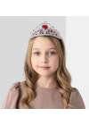 Kalp Taşlı Kırmızı Renk Karlar Ülkesi Elsa Anna Frozen Tacı