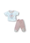 Kanaviçe Nakışlı %100 Cotton Antibakteriyel 5li Zıbın Takımı Hastane Çıkışı
