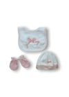 Kanaviçe Nakışlı %100 Cotton Antibakteriyel 5li Zıbın Takımı Hastane Çıkışı