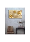 Kanvas Tablo 3D Dekoratif Gold Çiçek Led Işıklı