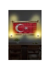 Kanvas Türk Bayrağı Rustik Lambalı Tablo