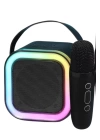 Karaoke Kablosuz Hoparlör Mikrofonlu Rgb Işıklı Bluetooth Speaker Tf Kart/usb Siyah