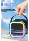 Karaoke Kablosuz Hoparlör Mikrofonlu Rgb Işıklı Bluetooth Speaker Tf Kart/usb Siyah