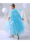 Karlar Ülkesi Elsa Frozen Mavi Pelerin – 80 Cm Kar Desenli Çocuk Pelerini ( Taç Hariç )