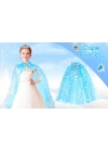 Karlar Ülkesi Elsa Frozen Mavi Pelerin – 80 Cm Kar Desenli Çocuk Pelerini ( Taç Hariç )
