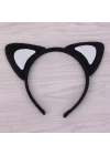 Kedi Kulak Taç Siyah İçi Beyaz Renk Pofuduk 15x17 Cm