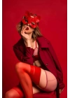 Kedi Kulaklı Deri Fantazi Maske - Brf782