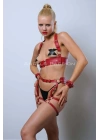 Kelepçeli Deri Fantezi Giyim, Deri Harness Set - Apft1016