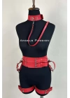 Kelepçeli Şık Deri Harness Takım, Kadın Fantezi Giyim - Brf869