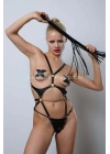 Kırbaçlı Ve Ağ Bölgesi Açık Deri Body Harness, Deri Fantezi Giyim, Clubwear - Brf1355