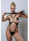 Kırbaçlı Ve Ağ Bölgesi Açık Deri Body Harness, Deri Fantezi Giyim, Clubwear - Brf1355