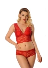 Kırmızı Bralet Dantelli Sütyen Takım 2 Li - 6255