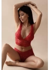 Kırmızı Bralet Dantelli Sütyen Takım 2 Li - 6255
