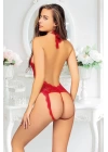 Kırmızı Çift Çapraz İpli Bodysuit - 891