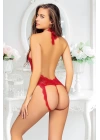 Kırmızı Çift Çapraz İpli Bodysuit - 891